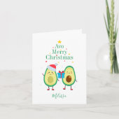 Vrolijke kerst avocado gepersonaliseerde illustrat notitiekaartje (Voorkant)