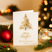 Vrolijke kerst beige boom foto jaar in de review feestdagen kaart