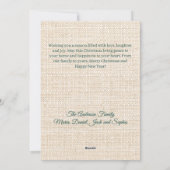 Vrolijke kerst beige jute retro fotokaart feestdagenkaart (Achterkant)