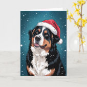 Vrolijke kerst Berner Sennenhond in Santa Kaart (Gele Bloem)