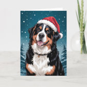 Vrolijke kerst Berner Sennenhond in Santa Kaart (Voorkant)