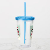 Vrolijke kerst besneeuwde pinguïns acryl drinkbeker (Rechts)