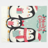 Vrolijke kerst besneeuwde pinguïns fleece deken (Voorkant (Horizontaal))