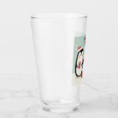 Vrolijke kerst besneeuwde pinguïns glas (Rechts)