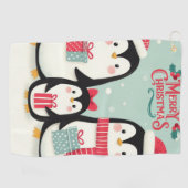 Vrolijke kerst besneeuwde pinguïns golfhanddoek (Horizontaal)