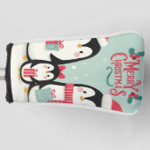 Vrolijke kerst besneeuwde pinguïns golfheadcover (Voorkant)