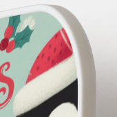 Vrolijke kerst besneeuwde pinguïns pickleball paddle (Links Detail)