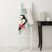 Vrolijke kerst besneeuwde pinguïns sherpa deken (In situ)