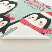 Vrolijke kerst besneeuwde pinguïns sherpa deken (3/4)