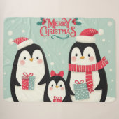 Vrolijke kerst besneeuwde pinguïns sherpa deken (Voorkant (horizontaal))