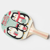 Vrolijke kerst besneeuwde pinguïns tafeltennisbatje (Zijkant)