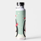 Vrolijke kerst besneeuwde pinguïns waterfles (Rechts)