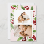 Vrolijke kerst bessen botanische foto feestdagenkaart (Achterkant)