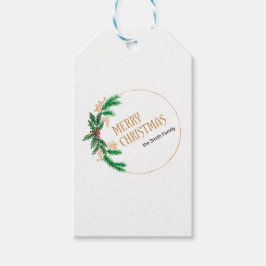 Vrolijke kerst bessen krans cadeaulabel