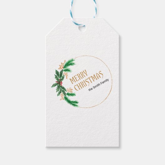 Vrolijke kerst bessen krans cadeaulabel (Voorkant)