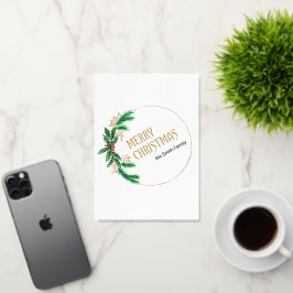 Vrolijke kerst bessen krans folie wenskaart