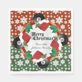 Vrolijke kerst biljart liefhebbers servetten