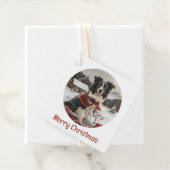 Vrolijke Kerst Border Collie Dog Snowman Bedankjes Labels (In situ)