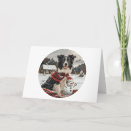 Vrolijke Kerst Border Collie Dog Snowman Kaart