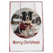 Vrolijke Kerst Border Collie Dog Snowman Medium Cadeauzakje (Achterkant)