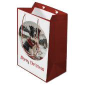 Vrolijke Kerst Border Collie Dog Snowman Medium Cadeauzakje (Achterkant Gekanteld)