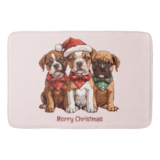 Vrolijke kerst Boxer Honden Badmat (Voorkant)