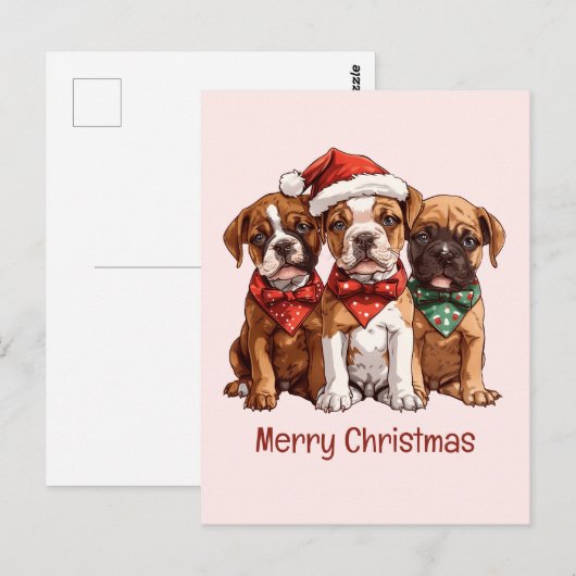 Vrolijke kerst Boxer Honden Briefkaart (Voorkant / Achterkant)