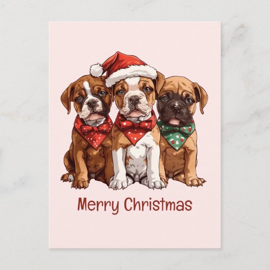 Vrolijke kerst Boxer Honden Briefkaart (Voorkant)