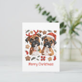 Vrolijke kerst Boxer Honden Briefkaart (Staand voorkant)