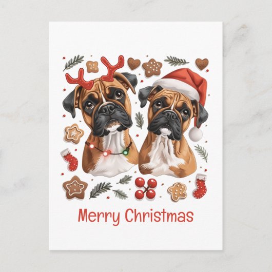 Vrolijke kerst Boxer Honden Briefkaart (Voorkant)