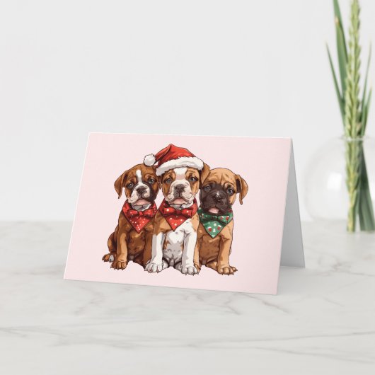 Vrolijke kerst Boxer Honden Feestdagen Kaart (Voorkant)