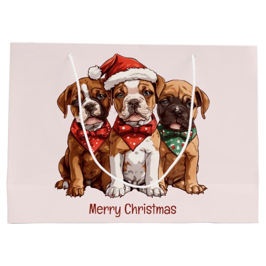 Vrolijke kerst Boxer Honden Groot Cadeauzakje (Achterkant)