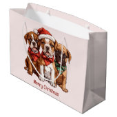 Vrolijke kerst Boxer Honden Groot Cadeauzakje (Achterkant Gekanteld)