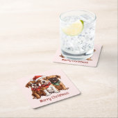 Vrolijke kerst Boxer Honden Kartonnen Onderzetters (Insitu)