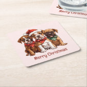 Vrolijke kerst Boxer Honden Kartonnen Onderzetters (Schuin)