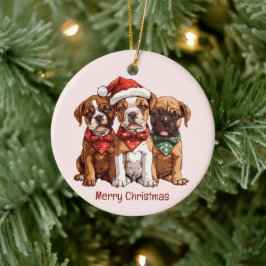 Vrolijke kerst Boxer Honden Keramisch Ornament