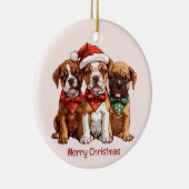 Vrolijke kerst Boxer Honden Keramisch Ornament (Rechts)