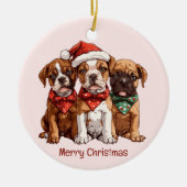 Vrolijke kerst Boxer Honden Keramisch Ornament (Voorkant)