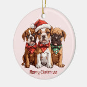 Vrolijke kerst Boxer Honden Keramisch Ornament (Links)