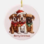 Vrolijke kerst Boxer Honden Keramisch Ornament (Achterkant)