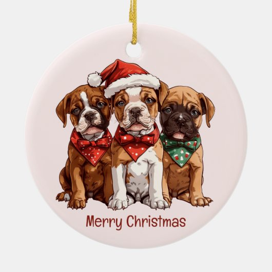 Vrolijke kerst Boxer Honden Keramisch Ornament (Achterkant)