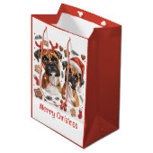 Vrolijke kerst Boxer Honden Medium Cadeauzakje (Voorkant Gekanteld)