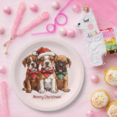 Vrolijke kerst Boxer Honden Papieren Bordje (Feest)