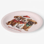 Vrolijke kerst Boxer Honden Papieren Bordje (Gekanteld)
