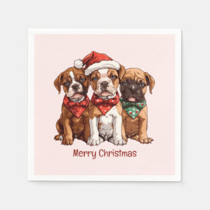 Vrolijke kerst Boxer Honden Servet