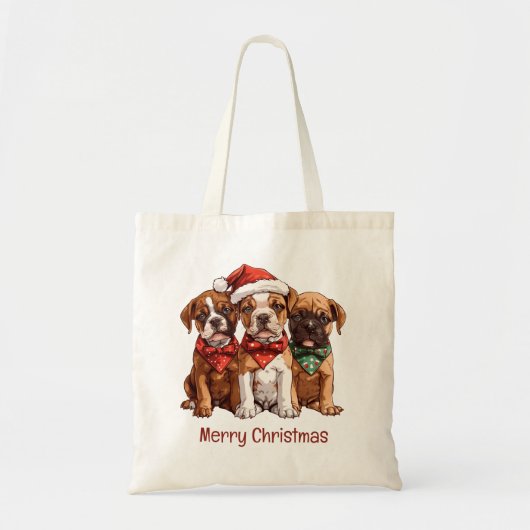 Vrolijke kerst Boxer Honden Tote Bag (Voorkant)