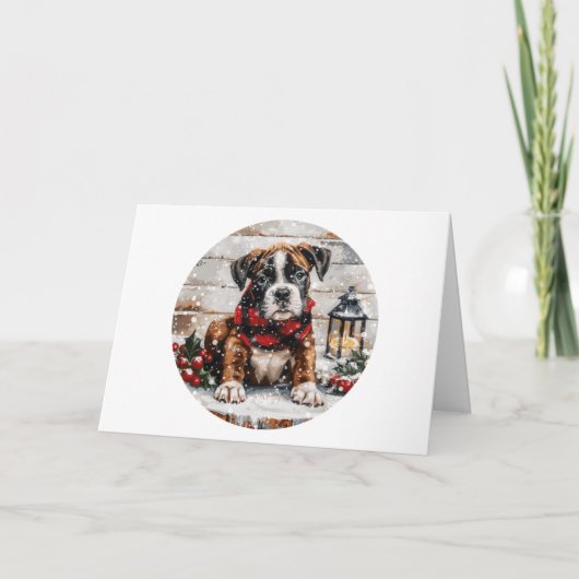 Vrolijke kerst Boxer Puppy Feestdagen Kaart (Voorkant)