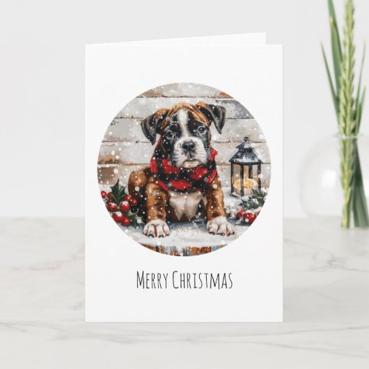Vrolijke kerst Boxer Puppy Feestdagen Kaart (Voorkant)