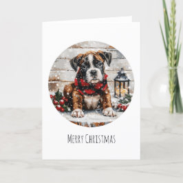 Vrolijke kerst Boxer Puppy Feestdagen Kaart
