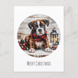 Vrolijke kerst Boxer Puppy Feestdagenkaart